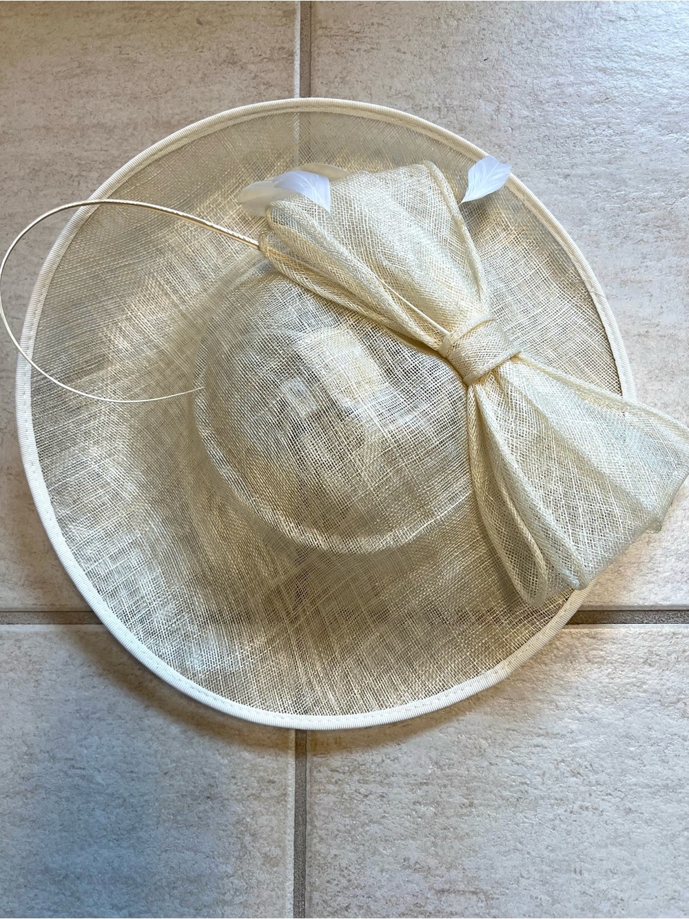 San Diego Hat Company Ivory Sinamay Fascinator Wide Brim Derby Wedding Church
